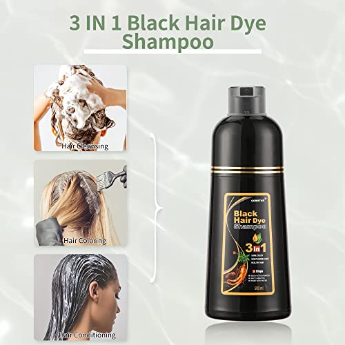 Cowitne šampon u boji crne boje za kosu 3 u 1 za žene muškarce sivo prekrivanje Champu Con