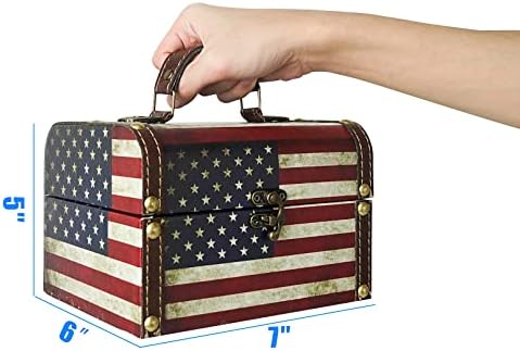 Dreamdeden Mali američki kofer za zastavu - ukrasne obloge za blagovanje kutije Vintage TIN memorija