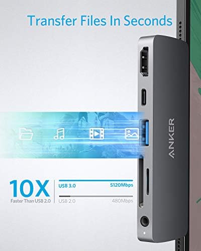 Anker USB C Hub za iPad Pro, Powerxpand Direct 6-u-1 USB C Adapter, sa isporukom snage 60W, 4K HDMI, Audio,