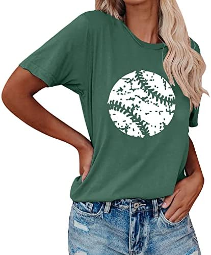 Ženski topovi, Bejzbol mama majica Funny Cool Bejzbol Print kratki rukav grafički Tees ljetni labavi