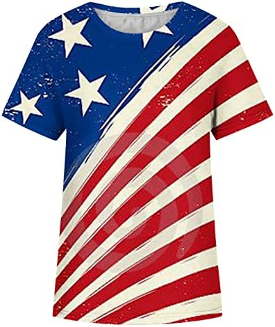 Američka zastava majice za žene kratki rukav 4. jula majica ljeto okrugli vrat T-Shirt štampani kratki rukav