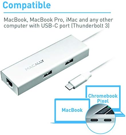 Macally USB C Hub/ 6-u-1 Tip-C Adapter za HDMI, Ethernet RJ45, 2 x USB-a porta USB C punjač