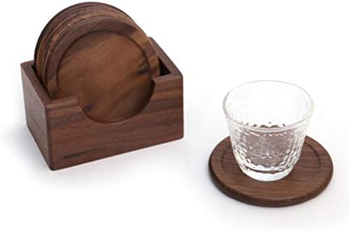 Podmetači za piće 6pcs / set crni držač za čaše od crnog oraha toplotna izolacija Placemat drveni štand kupalice