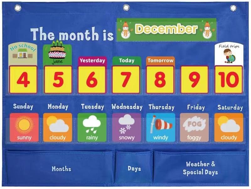 Sedmični kalendar sa vremenskim džepnim grafikonom sa 98 karata.Sedmični kalendar džepni grafikon za dom& škola,