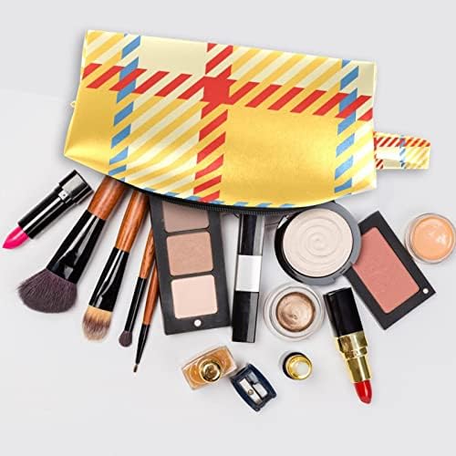 Make up torba, kozmetička torba, vodootporni Organizator šminkera, žuti plavi crveni redak tartan