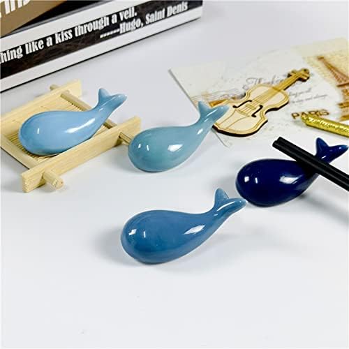 UUYYEO 4 kom Plavi kit keramički držač štapića za jelo stalak za odmor porculanska kašika za životinje