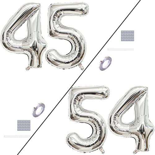 Srebrni broj 45 Baloni 40-inčni baloni jumbo folije adm balon za muškarca žena 45. rođendan zabava 45 godina