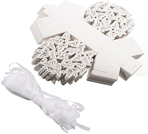 JZK 50x leptiri biserni bijeli papir poklon kutije za vjenčanje pogodnostima čokolade bombone, za zabavu za rođendan