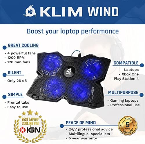 Klim vjetarskih laptop rashladnih pločica - Laptop stalak sa 4 ventilatore za hlađenje na 1200 o / min i plamen punjivom bežičnom miš miš RGB snop
