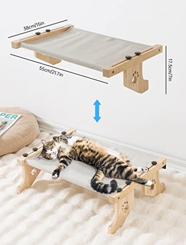 SAINT NIEVE Cat prozor Perch-čvrst & podesivi mačji krevet za velike mačke, lako se montira viseća mreža sa