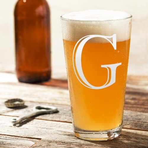 Cuptify Monogram početno slovo G urezano staklo za pivo 16 Oz Pinta urezano personalizirani pokloni