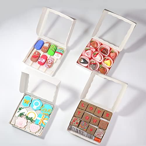 RomanticBaking 30kom 8x8x2 inča pekarske kutije sa prozorskim kutijama za pite kolačići kutije čokoladnim prelivenim jagodama kutije Cakesickle kutije