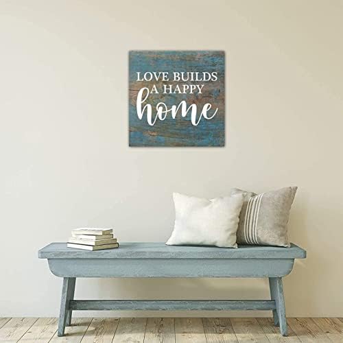 Wood paletni znak Plaque Love gradi sretnu kuću Inspirational Searhouse Wood Home Sign string uključen