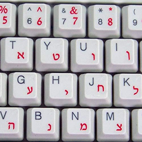 Oznake hebrejske tastature raspored na prozirnoj pozadini sa plavim, crnim, zelenim, crvenim,
