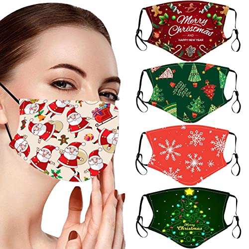 Božićne maske za lice za odrasle, 5kom podesive maske za lice za višekratnu upotrebu, crvena zelena tkanina periva maska za lice za muškarce i žene