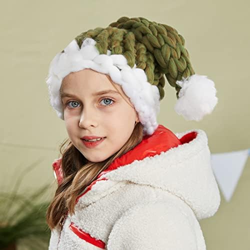 ELEZAY Santa šešir ručno pleteni zdepasti pleteni Božićni šešir Slouchy Beanie Islandska pređa Unisex