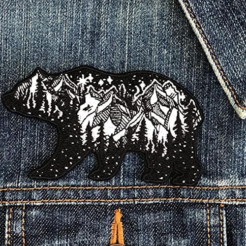 Oysterboy California Bear sa planinama Starse Moon Vanjski krajolik Dobro postavljeno DEP / Iron na vezeni ukrasni Applique Patch za šešire Jakne, torbe za odjeću za odmor Turistički odmor