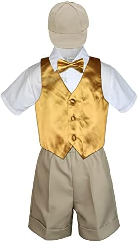 Leatux Baby Kid Toddler Boy Forras Suit Khaki kratke majice Hat Bowing Tip prsluk set SM-4T