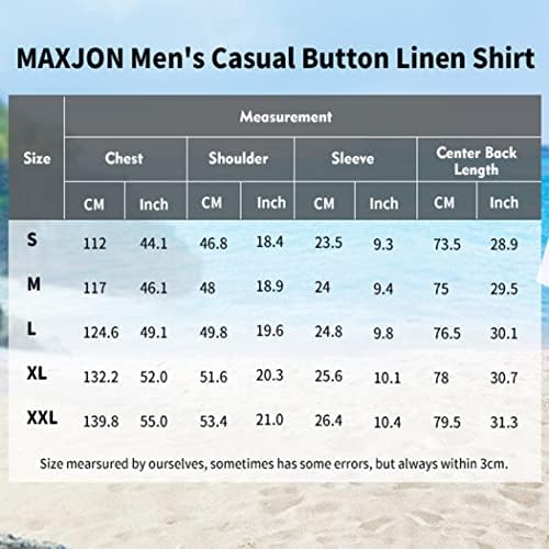 MAXJON muške Casual Button Down Shirt Shirt Cotton Linen Shirts for Men Summer Beach Shirts
