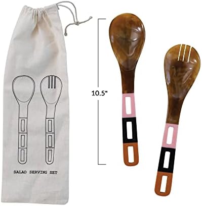 Creative Co-Op Vintage ručke u torbi sa vezicama, Set od 2 stila, višebojni Serveri za salatu, braon