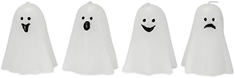 Transpac Halloween White Fun Face Ghost 6.6 x 5.5 vosak dekorativni Set stolnih svijeća