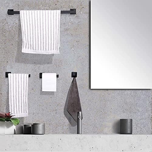 4 komada kupatilo MATTE BLACK SUS304 Zidni ručnik od nehrđajućeg čelika Zidni nosač za ručnik - uključuje 24 ručnik