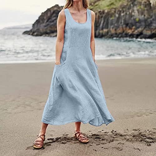 Seksi haljine za žene, žensko ljeto 2022. ležerne modne čvrste pamučne i kratke rukave srednje duge haljine