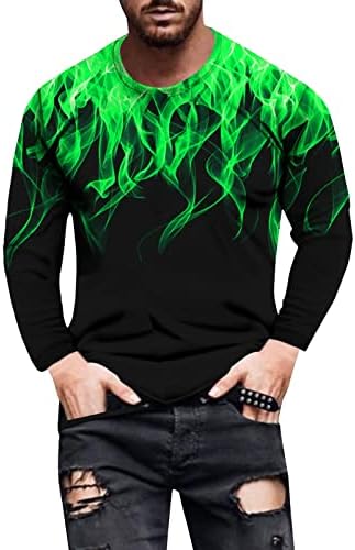 Muškarci Okrugli vrat TOP CREATIVE 3D plamena tiskana bluza Prozračna meka pamučna košulja Vrh