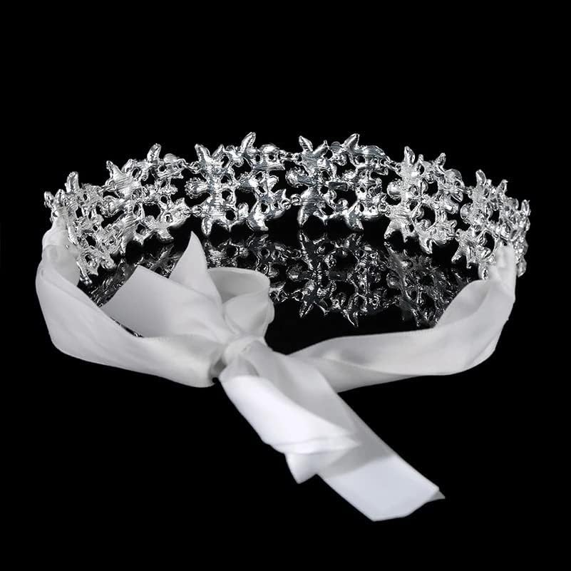 Kfjbx ručno rađena Kristalna cvjetna traka za mladenku tijara kruna posrebrena vjenčana oprema za kosu Rhinestone