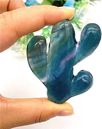 Zym116 1pc Natural plavi fluorit rezbarski kaktus Kvarcni kaktus Kvarcni figurini zacjeljivanje kristala FENG SHUI Prirodni kamenje i minerali
