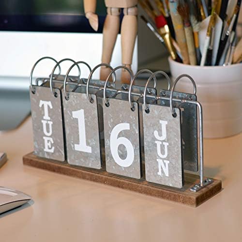 Perpetual Flip kalendar, dodatna površina, metal i drvo, 9,75 l x 2,5 š x 5 h inča