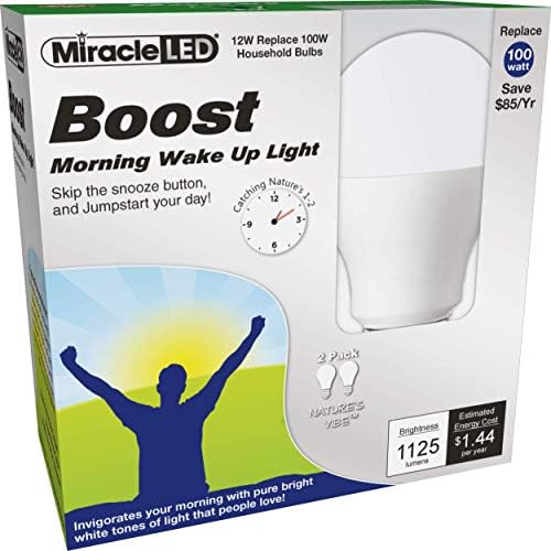 Miracle LED Boost jutarnje svjetlo za buđenje, zamjenjuje sijalice od 100 W, svjetlo prirodne energije, 2 pakovanja