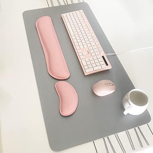 3-u-1 800x400 mm kožna ružičasta podloga za radni sto i PU Površinska ergonomska memorijska pena tastatura