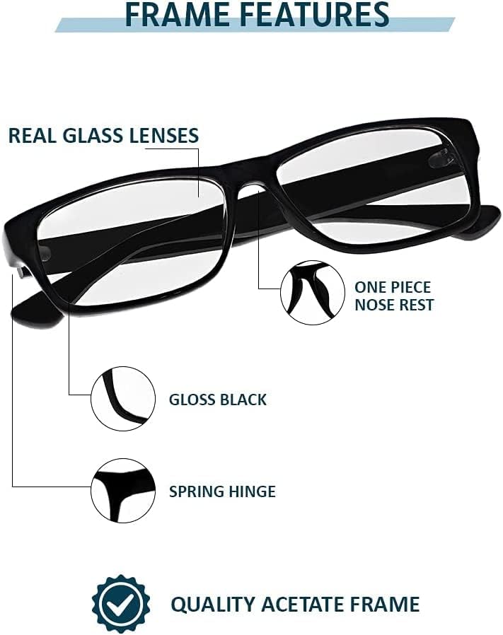 VS naočare prave staklene naočare za čitanje sa prozirnim staklima od pravog stakla u plastičnom
