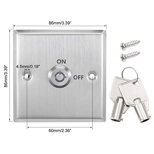 Uxcell ključ prekidač za uključivanje / isključivanje Izlazni prekidači za hitno otvaranje vrata SPST za montiranje na Kontrolnu ploču pristupa sa 2 ključa