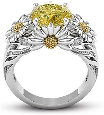 Ploy Pailin Beauty 925 srebrni prsten 3.5 ct citrin tratinčica suncokret žene vjenčani poklon Size6-10