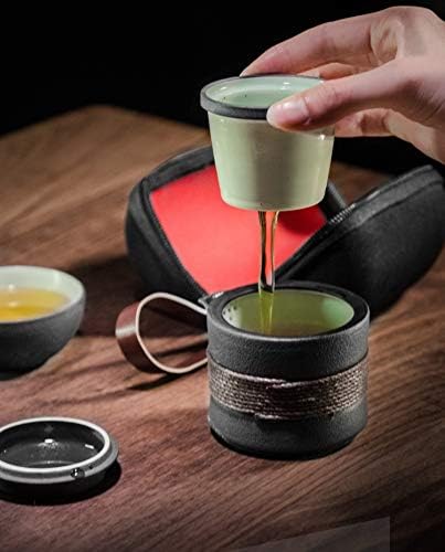 Dehuayao Travel Tea teapot sa keramičkim infusicom i 2 keramičke čašice, prenosiv s norbovim kućištem