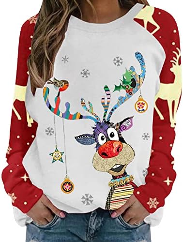 Ružni božićni džemper za žene smiješne redak grafičke majice s dugim rukavima Crewneck dukseri