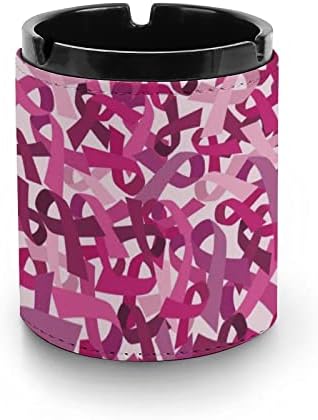 Svjesnost s rakom dojke Ružičasta vrpca kožna pepeljara Prijenosni okrugli pladanj pepela za kućne uredske
