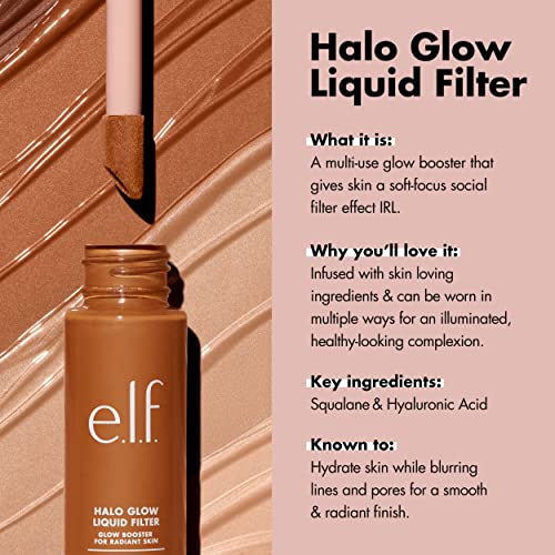 e.l. f. Halo Glow tečni Filter, ten Booster za sjajan izgled mekog fokusa, infuziran hijaluronskom