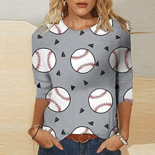 Ženska majica Moda Moda 3/4 rukava O-izrez Baseball Print mama majica Labavi povremeni bluza tunika za majčin