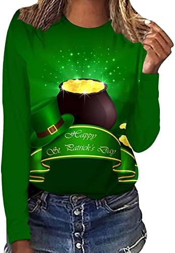Odjeća s dugim rukavima Crewneck Pamuk grafički ručak St. Patrick's Dnevna bluza za majicu za žensku