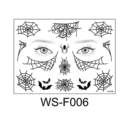 Toofd Halloween Spider pune lice privremene naljepnice za tetovaže, 6 listova prenošenje vode Spider web make-up
