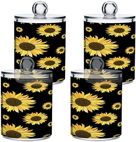 Kigai Black Sunflower Qtip Holder - 14oz Clear Plastic apotekarne tegle za kupatilo Canister Dispenser Organizator
