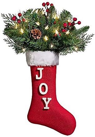 Božićna čarapa sa zelenilom Božićna dekoracija vrata - radost