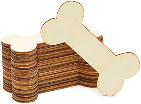 Juvale 24 paket drvene pseće kosti za zanate, nedovršeni izrezi od drvenih kriški za poklon oznake