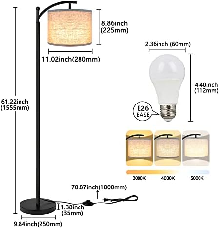 ROTTOGOON podna lampa za dnevni boravak sa 3 temperature boje, stajaća lampa visoka Industrijska podna