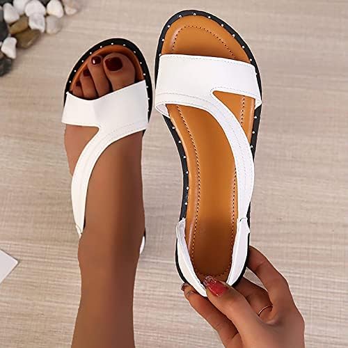 Ravne sandale za žene elegantne čvrste boje riblje usta ženske sandale solidne boje otvorene nožne sanduke