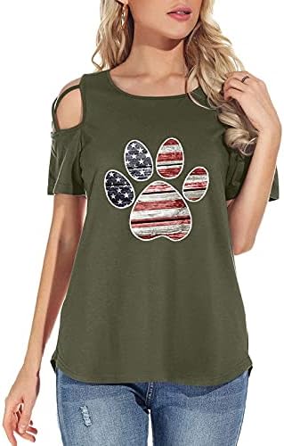 4. jula majice za žene kratki rukav o majica za vrat majica američka zastava pruge Tie-Dye Patriotska