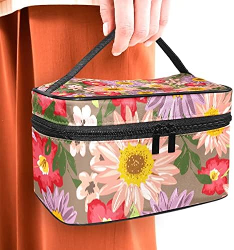 Yoyoamoy Travelna torba sa odjeljkom, slatko cvijeće cvjetni uzorak velika kozmetička futrola personalizirana beauty box toaletna oprema za pohranu s ručkom